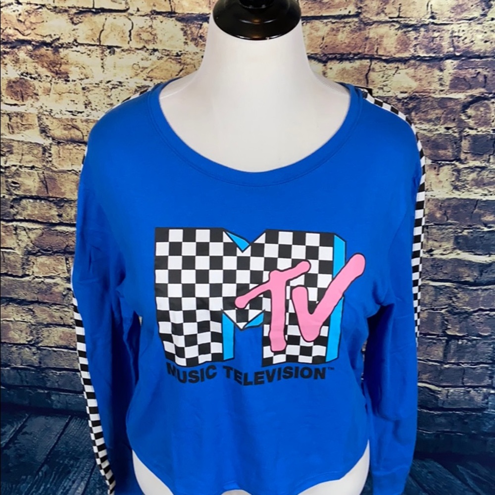 Love Tribe MTV Music Television Blue Long Sleeve Graphic Tee Shirt XL